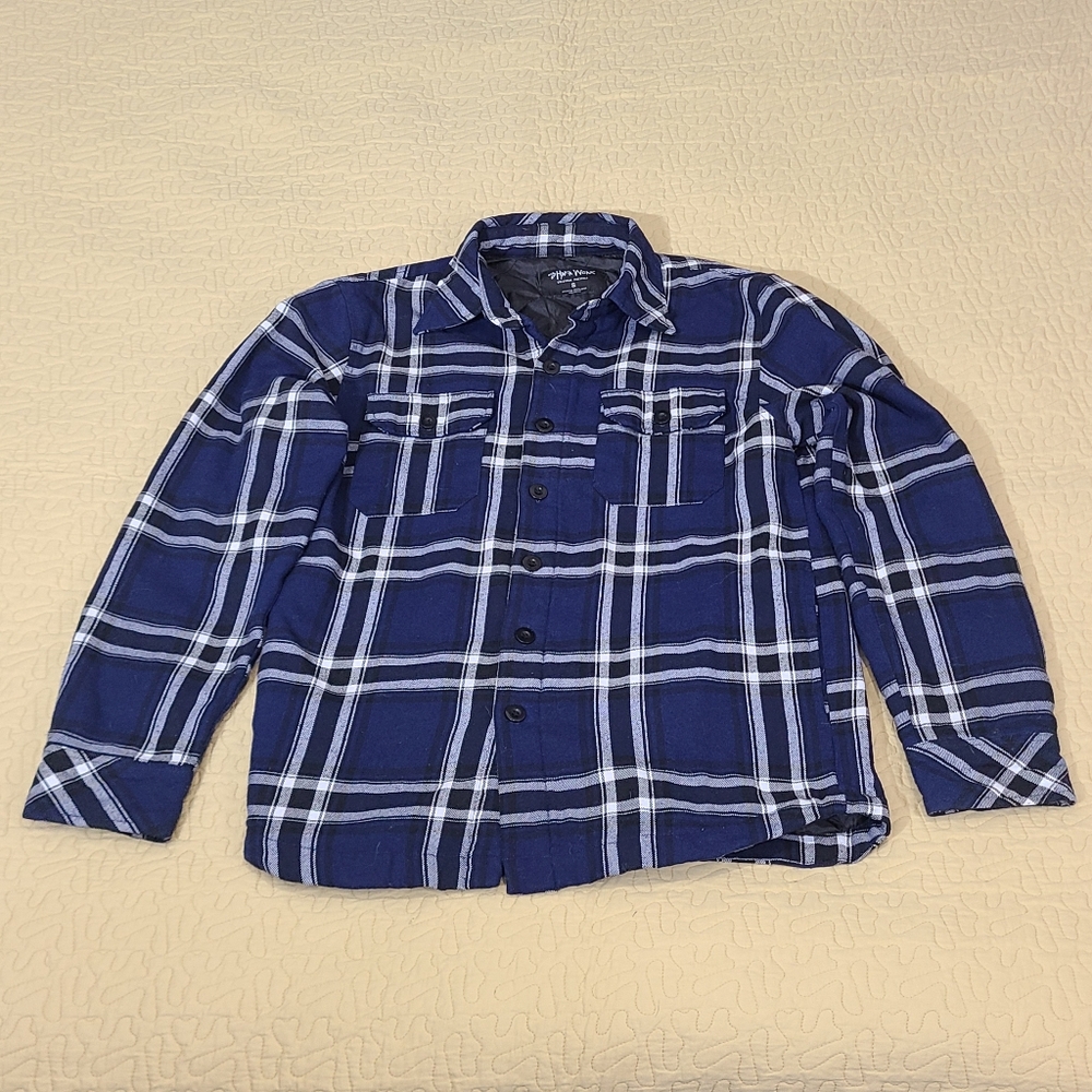 Shaka Wear Oversized flannel plaid utility shacket jacket size S